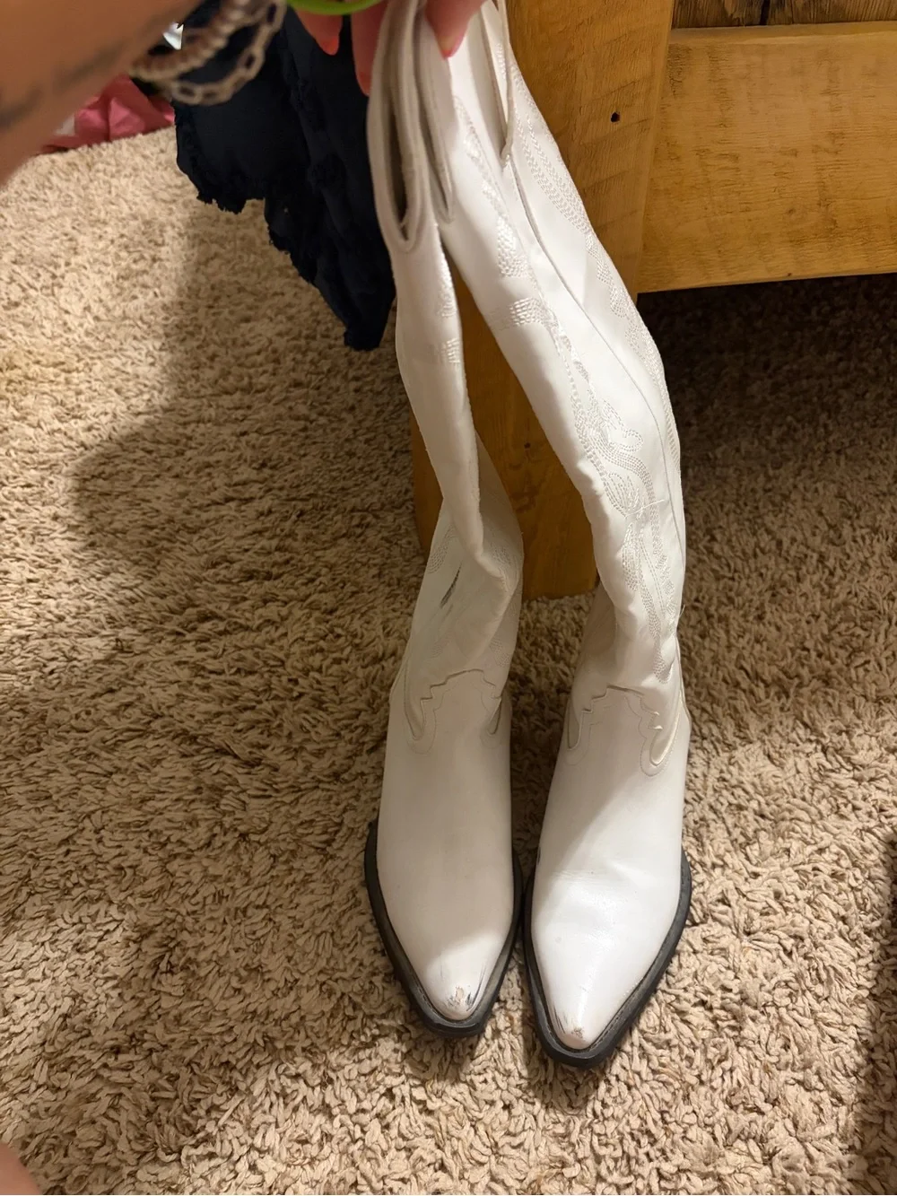 Tall white boots